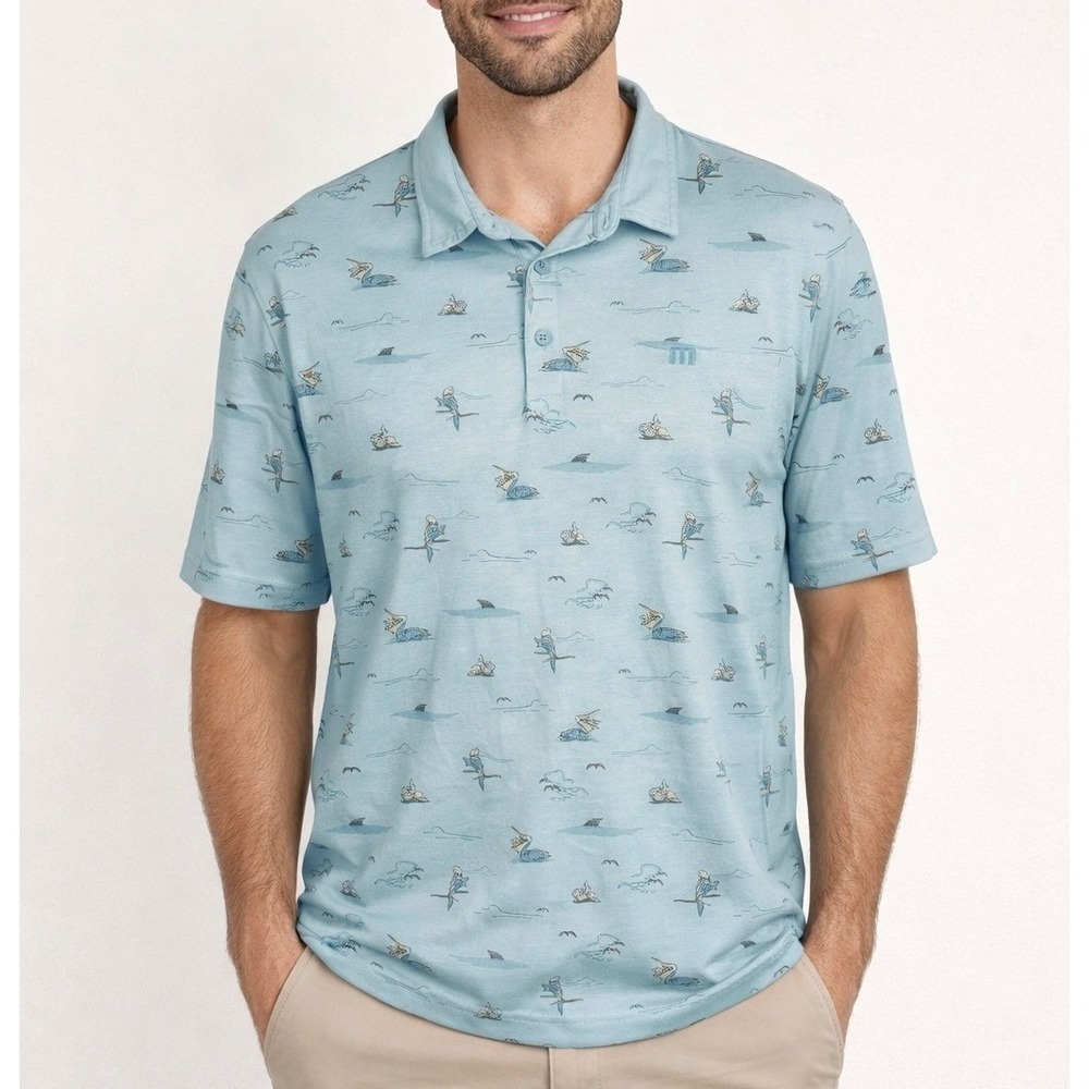 Travis Mathew Polo Shirt Golf Men's XL Blue